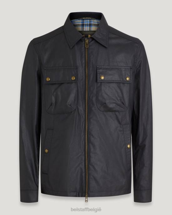 kleding gewaxt katoen donker marineblauw tour-overshirt Heren Belstaff 624D37