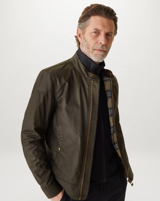 kleding gewaxt katoen vervaagd olijfgroen Kelland jas Heren Belstaff 624D41