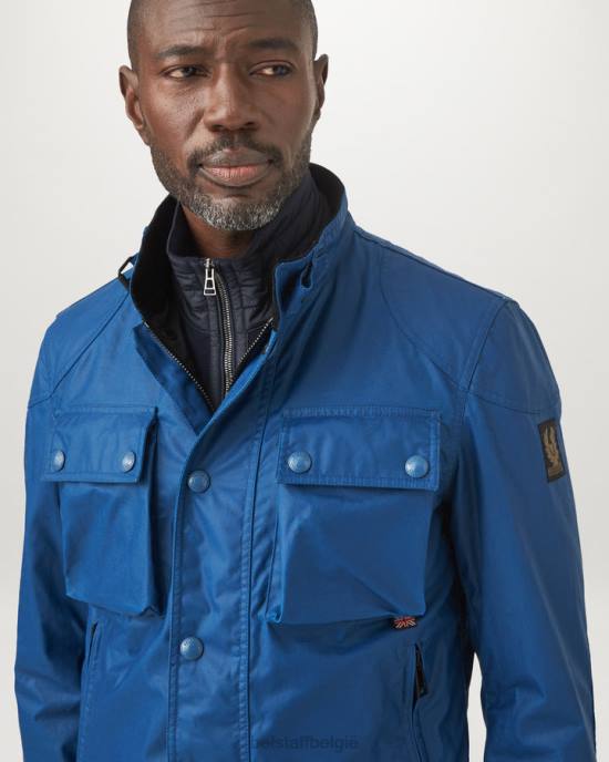 kleding gewaxt katoen vooruit blauw tonale racemaster jas Heren Belstaff 624D19