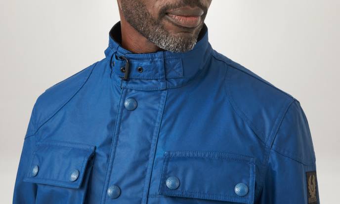 kleding gewaxt katoen vooruit blauw tonale racemaster jas Heren Belstaff 624D19