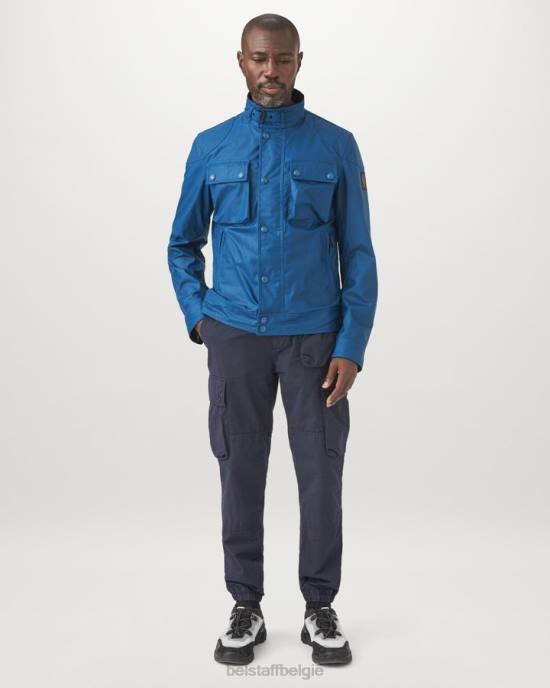 kleding gewaxt katoen vooruit blauw tonale racemaster jas Heren Belstaff 624D19