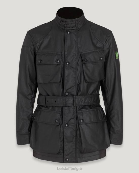 kleding gewaxt katoen zwart/neongeel flash-trialmaster-jack Heren Belstaff 624D18