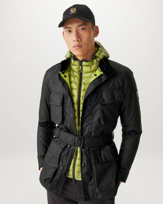 kleding gewaxt katoen zwart/neongeel flash-trialmaster-jack Heren Belstaff 624D18
