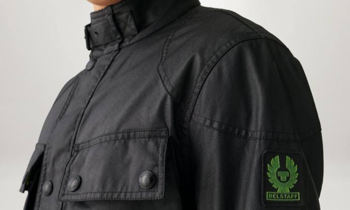 kleding gewaxt katoen zwart/neongeel flash-trialmaster-jack Heren Belstaff 624D18