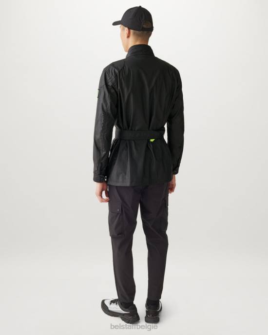 kleding gewaxt katoen zwart/neongeel flash-trialmaster-jack Heren Belstaff 624D18