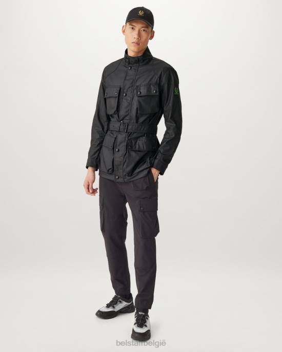 kleding gewaxt katoen zwart/neongeel flash-trialmaster-jack Heren Belstaff 624D18