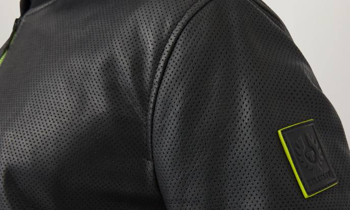 kleding Cheviot leer zwart flash lateraal bomberjack Heren Belstaff 624D5