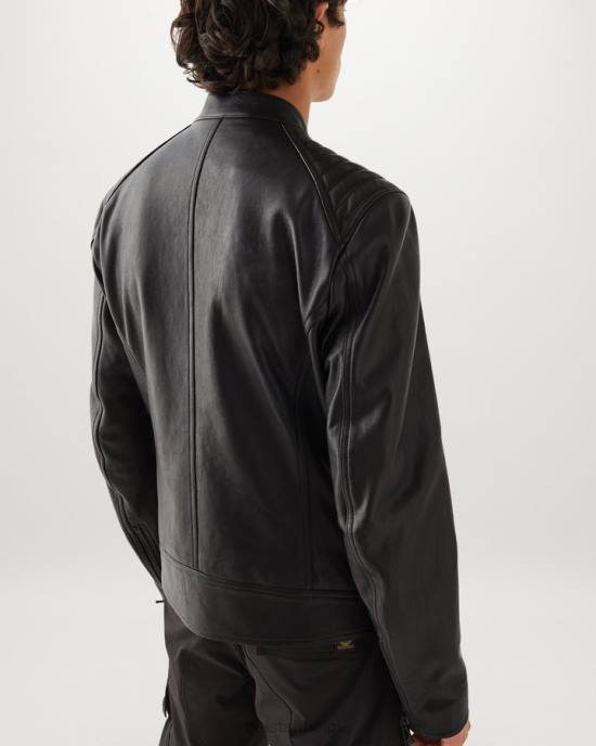 kleding cheviot leer zwart/neongeel Flash v racerjack Heren Belstaff 624D4