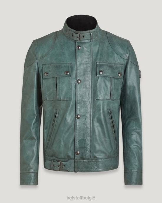 kleding handgewaxt leer staalgroen gangster-jasje Heren Belstaff 624D2