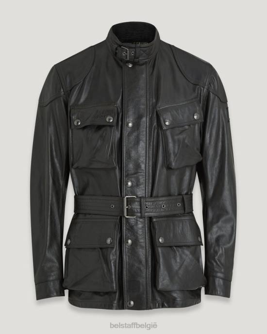 kleding handgewaxt leer zwart Trimaster panterjack Heren Belstaff 624D14