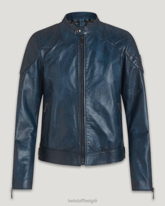 kleding met de hand gewaxt lederen insigne blauw outlaw-jasje Heren Belstaff 624D7