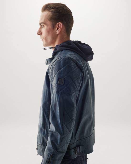 kleding met de hand gewaxt lederen insigne blauw outlaw-jasje Heren Belstaff 624D7