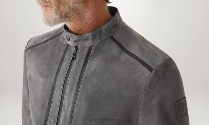 kleding nappa suède granietgrijs/zwart rugwind jasje Heren Belstaff 624D8