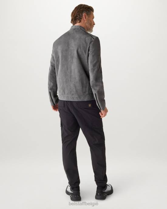 kleding nappa suède granietgrijs/zwart rugwind jasje Heren Belstaff 624D8
