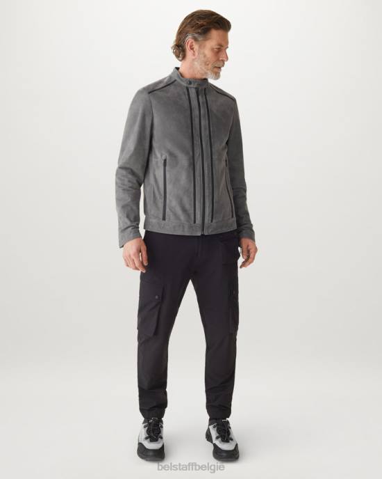 kleding nappa suède granietgrijs/zwart rugwind jasje Heren Belstaff 624D8
