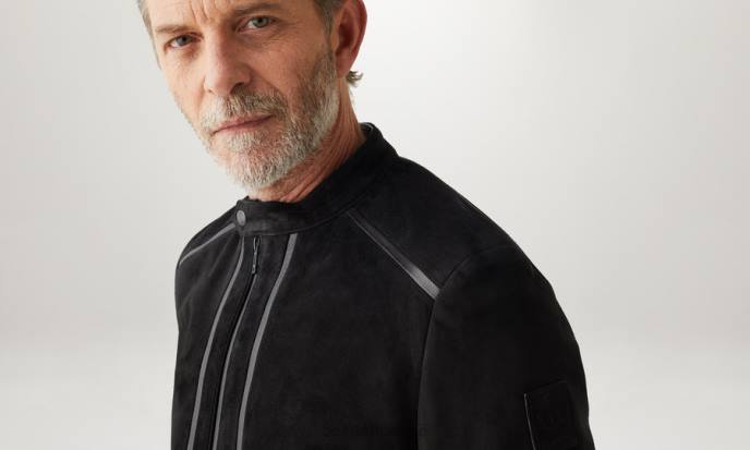 kleding nappa suède zwart/zwart rugwind jasje Heren Belstaff 624D1