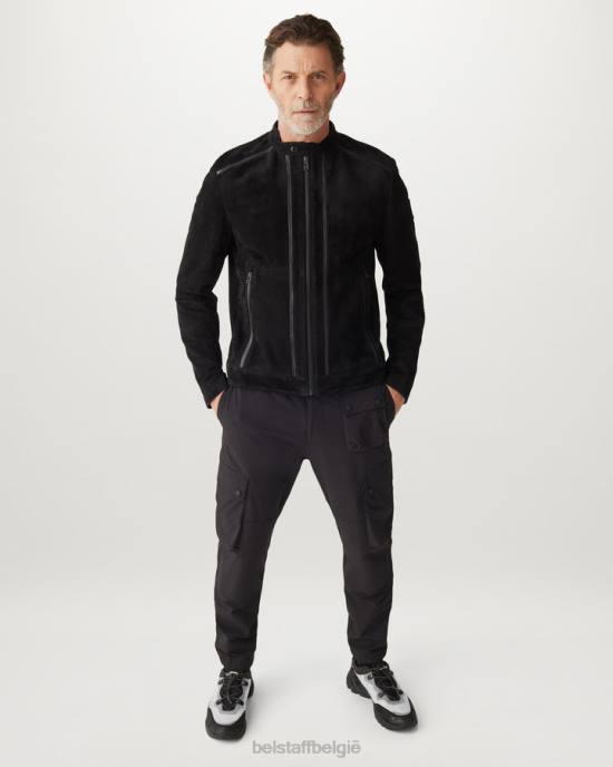 kleding nappa suède zwart/zwart rugwind jasje Heren Belstaff 624D1