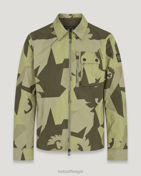 kleding bedrukte droge was katoen limoengeel fragment phoenix rail overshirt Heren Belstaff 624D90