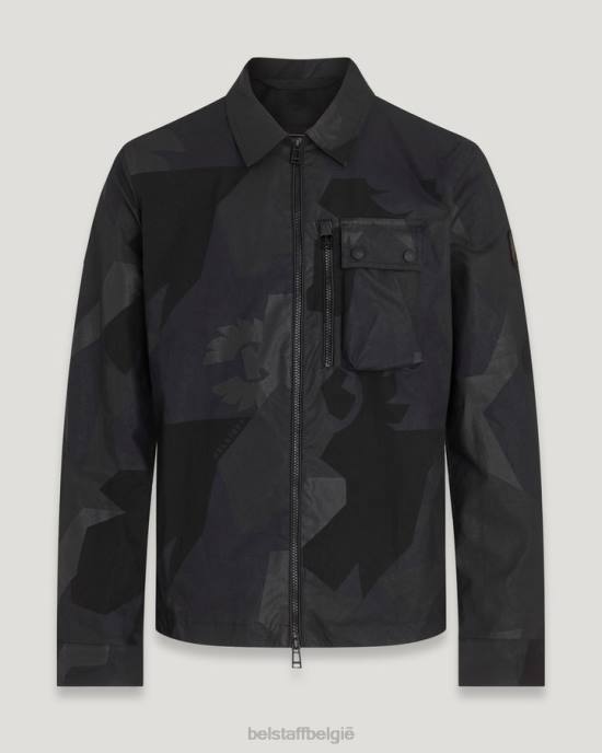 kleding bedrukte droge was katoen zwart fragment phoenix rail overshirt Heren Belstaff 624D86