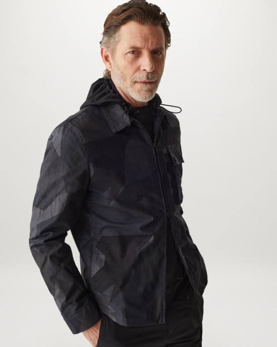 kleding bedrukte droge was katoen zwart fragment phoenix rail overshirt Heren Belstaff 624D86