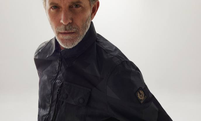 kleding bedrukte droge was katoen zwart fragment phoenix rail overshirt Heren Belstaff 624D86