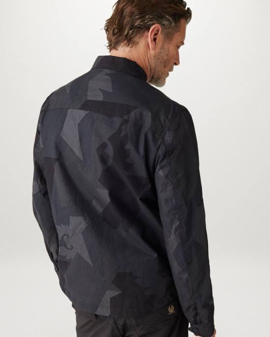 kleding bedrukte droge was katoen zwart fragment phoenix rail overshirt Heren Belstaff 624D86