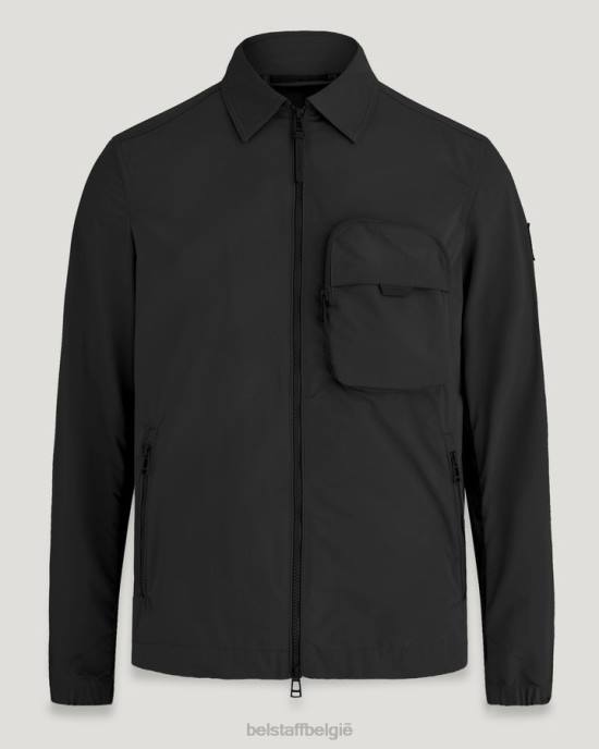 kleding geheugenshell zwart boorden overshirt Heren Belstaff 624D72