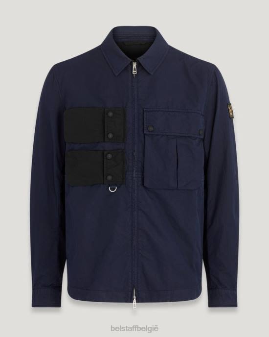 kleding kledingkleurstof katoenmix donkere inkt/zwart ontwerp-overshirt Heren Belstaff 624D79