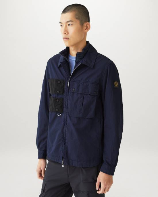 kleding kledingkleurstof katoenmix donkere inkt/zwart ontwerp-overshirt Heren Belstaff 624D79