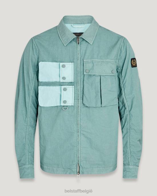 kleding kledingkleurstof katoenmix staalgroen/oceaangroen ontwerp-overshirt Heren Belstaff 624D93