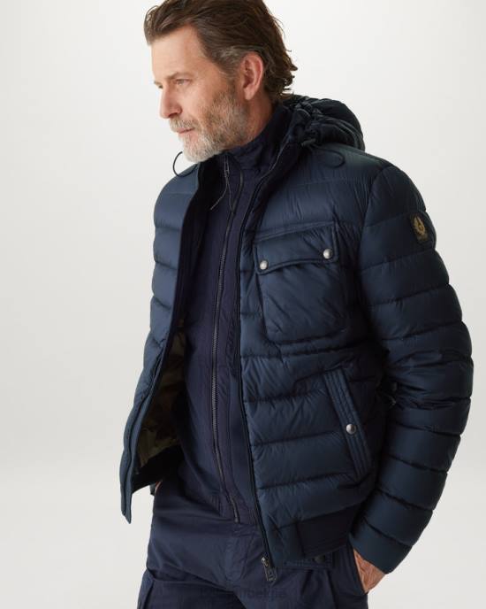 kleding donsgevulde nylon donkere inkt gestroomlijnde jas Heren Belstaff 624D63