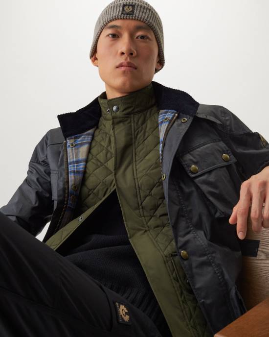 kleding gewatteerd gerecycled polyester vervaagd olijfgroen vest vest Heren Belstaff 624D62