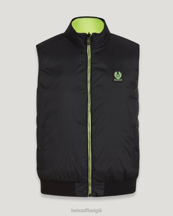 kleding donsgevuld nylon zwart/neongeel omkeerbaar flitscircuit gilet Heren Belstaff 624D112