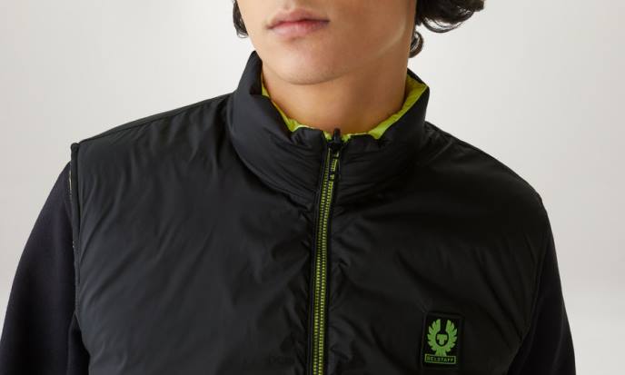 kleding donsgevuld nylon zwart/neongeel omkeerbaar flitscircuit gilet Heren Belstaff 624D112