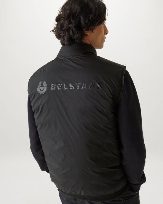 kleding donsgevuld nylon zwart/neongeel omkeerbaar flitscircuit gilet Heren Belstaff 624D112