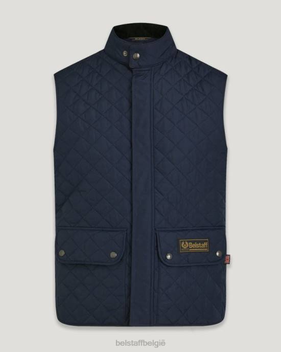 kleding gewatteerd gerecycled polyester donker marineblauw vest vest Heren Belstaff 624D115