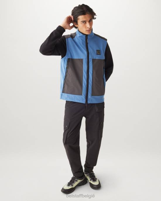 kleding softshell vooruit blauw verhouding gilet Heren Belstaff 624D106