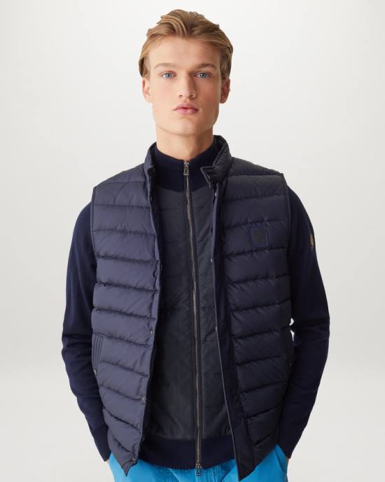 kleding merinowol gewassen marineblauw Kelbrook vest met rits Heren Belstaff 624D284