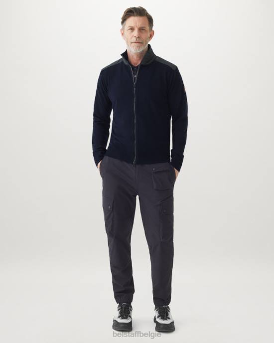 kleding merinowol gewassen marineblauw Kelby vest met rits Heren Belstaff 624D282