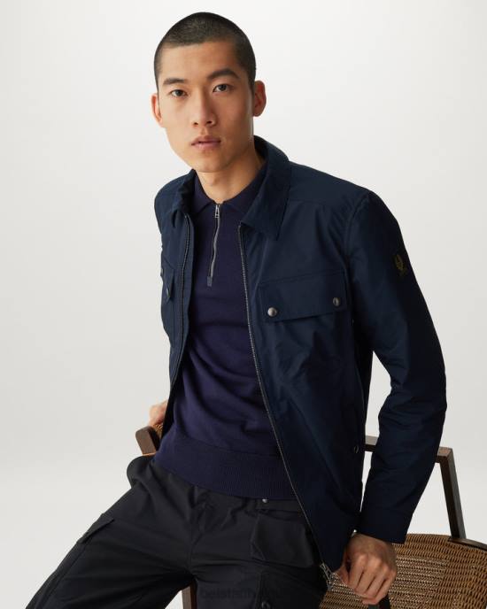 kleding merinowol gewassen marineblauw Kirk polo met rits Heren Belstaff 624D273