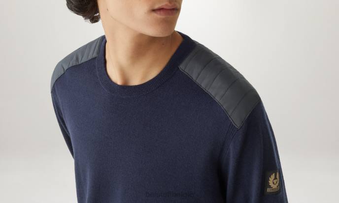 kleding merinowol gewassen marineblauw kerrigan ronde hals Heren Belstaff 624D293