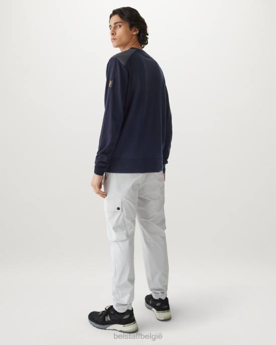 kleding merinowol gewassen marineblauw kerrigan ronde hals Heren Belstaff 624D293