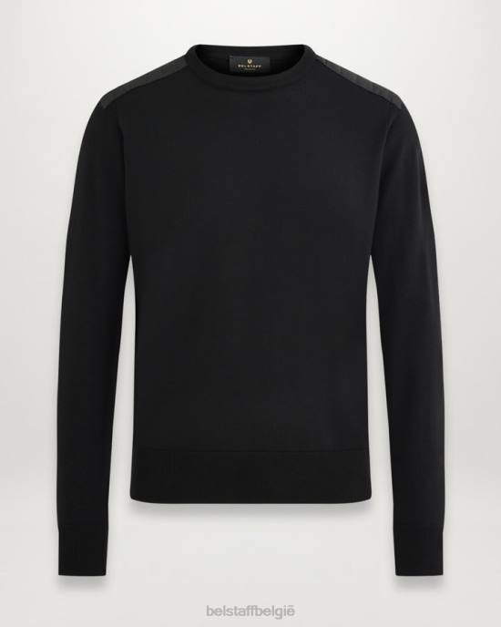 kleding merinowol zwart Kerrigan trui met ronde hals Heren Belstaff 624D289