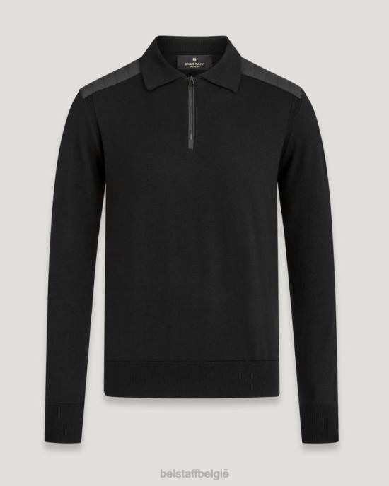 kleding merinowol zwart Kirk polo met rits Heren Belstaff 624D272