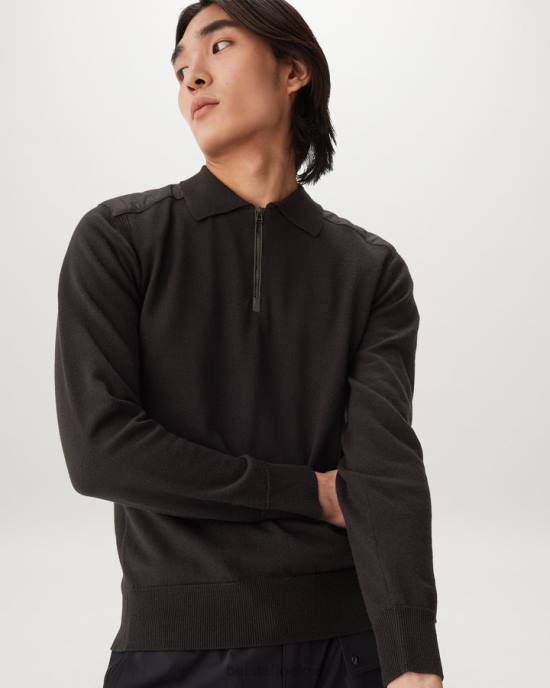 kleding merinowol zwart Kirk polo met rits Heren Belstaff 624D272