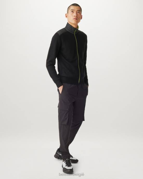 kleding merinowol zwart/neongeel flash kelby vest met rits Heren Belstaff 624D270