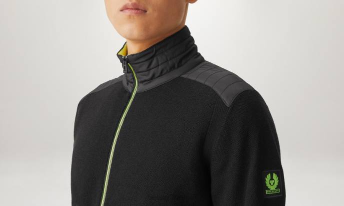 kleding merinowol zwart/neongeel flash kelby vest met rits Heren Belstaff 624D270