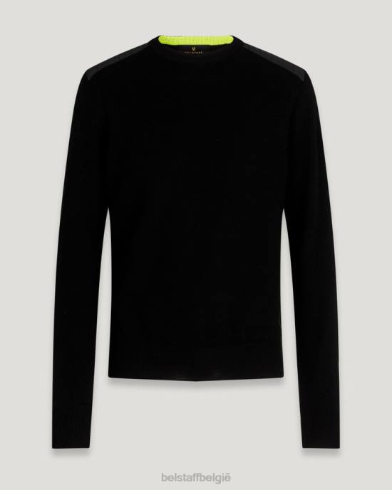 kleding merinowol zwart/neongeel flash kerrigan ronde hals Heren Belstaff 624D275