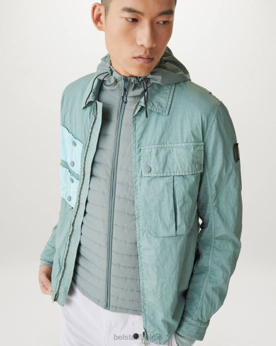 kleding pima katoen staalgroen groen vest met volledige ritssluiting Heren Belstaff 624D271