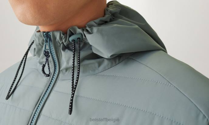 kleding pima katoen staalgroen groen vest met volledige ritssluiting Heren Belstaff 624D271